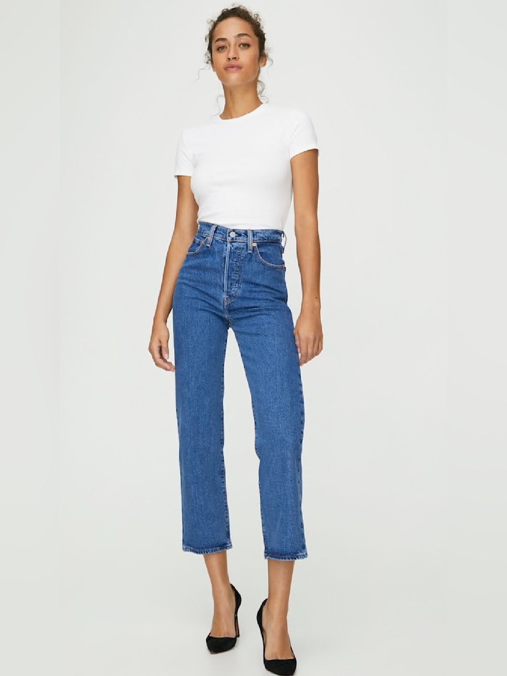 Levis Ribcage Straight Ankle High Rise Straight Leg Women’s Jeans Blue Denim 28